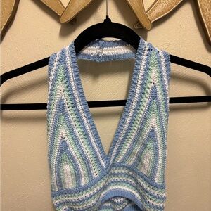 Striped Halter Knit Top